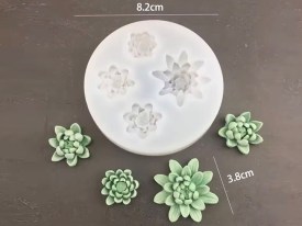 Molde silicona 4 mini suculentas